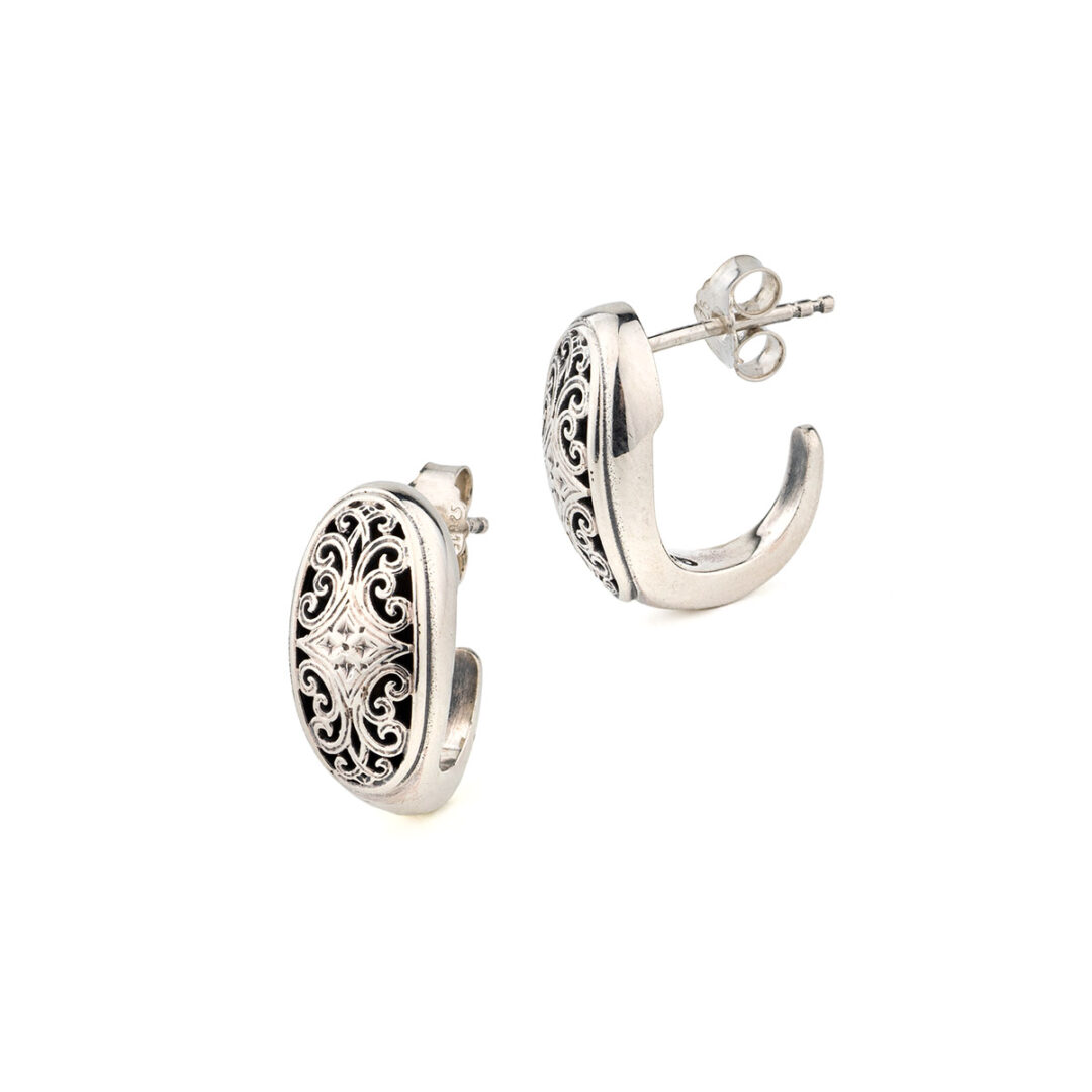 Gerochristo - Simplicity half Hoop Earrings in Sterling Silver