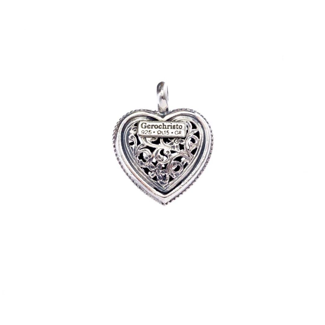 Gerochristo - Garden Shadows small Heart Pendant in Sterling Silver