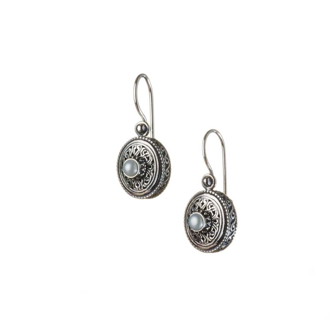 Gerochristo - Garden Shadows Oval earrings in Sterling Silver with Pearl