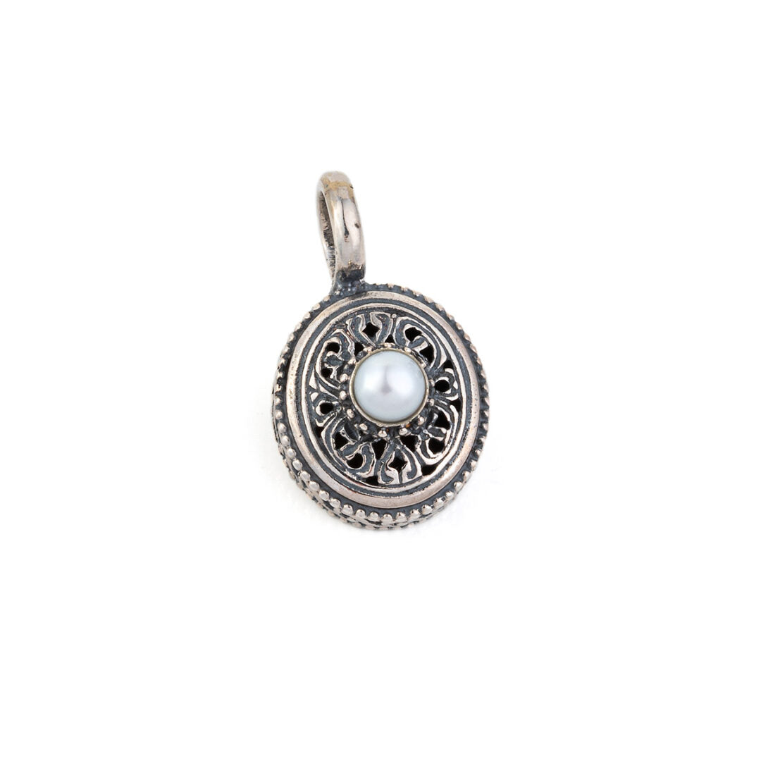 Gerochristo - Garden Shadows Oval Pendant in Sterling Silver