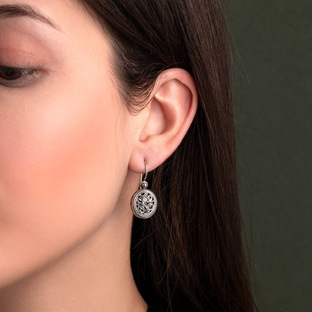 Gerochristo - Garden Shadows small Drop Earrings in Sterling Silver