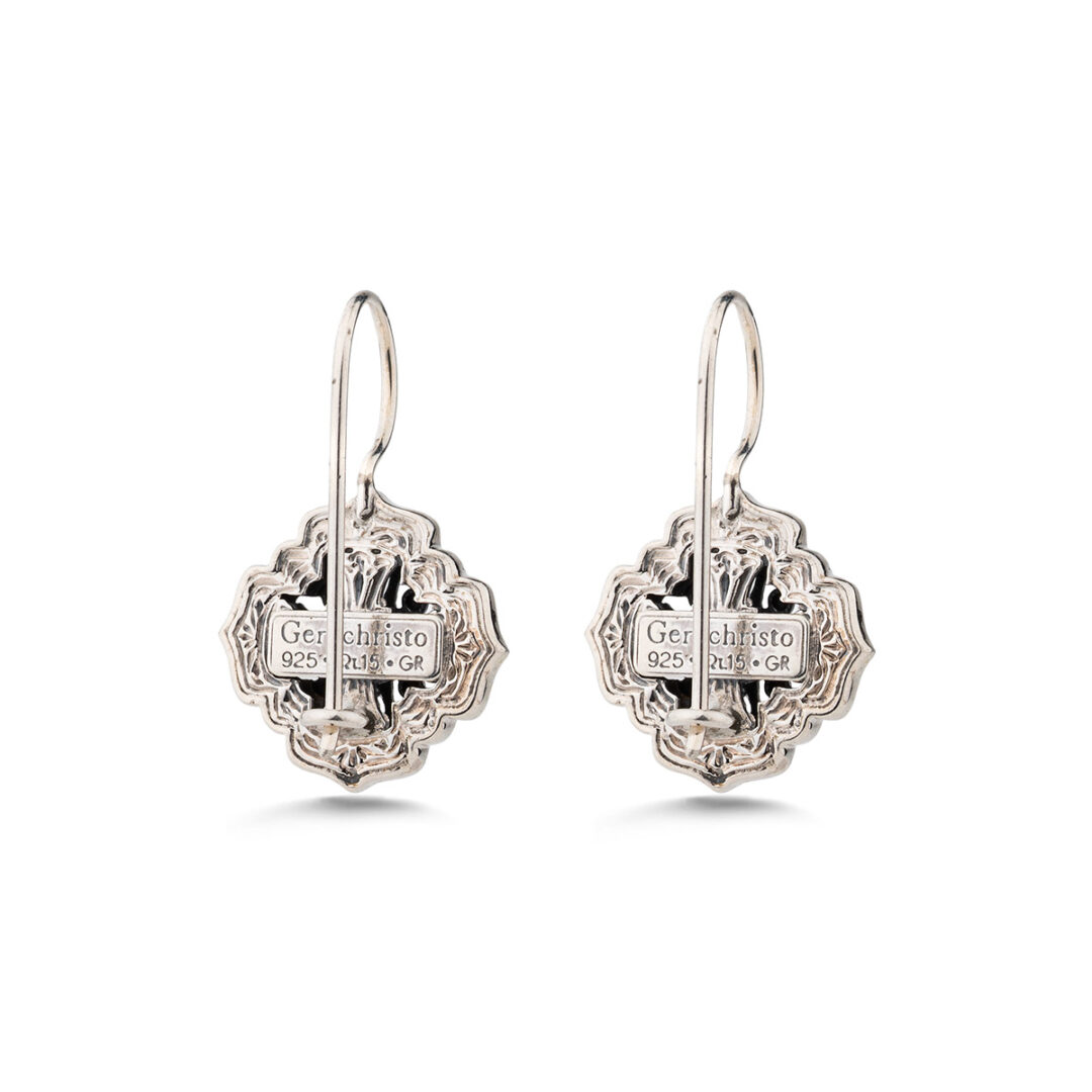 Gerochristo - Byzantine earrings in sterling silver with Blue Crystal