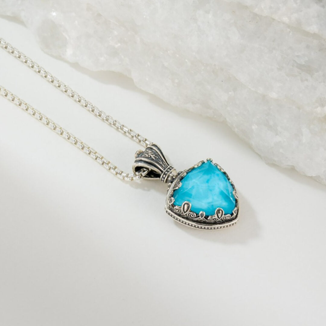 Gerochristo - Aegean Colors Triangle Pendant with Doublet Gemstone