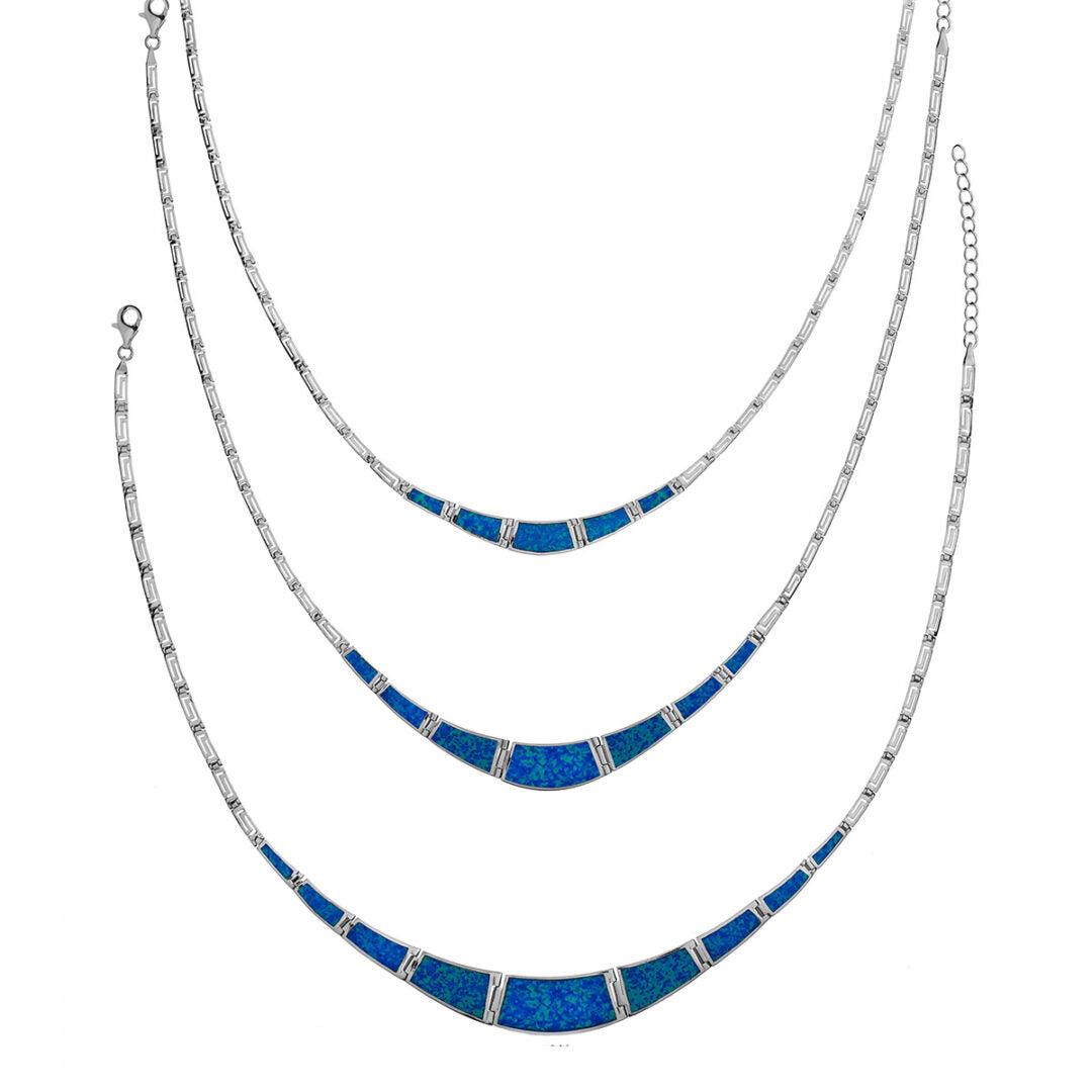 Greek Key Blue Opal necklace
