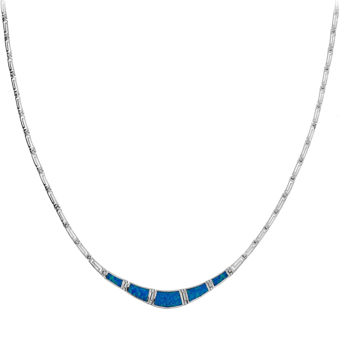 Greek Key Blue Opal necklace