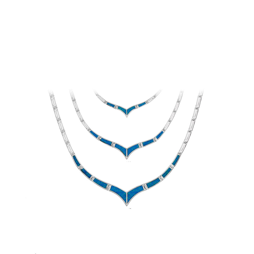 Meander - Blue opal silver necklace