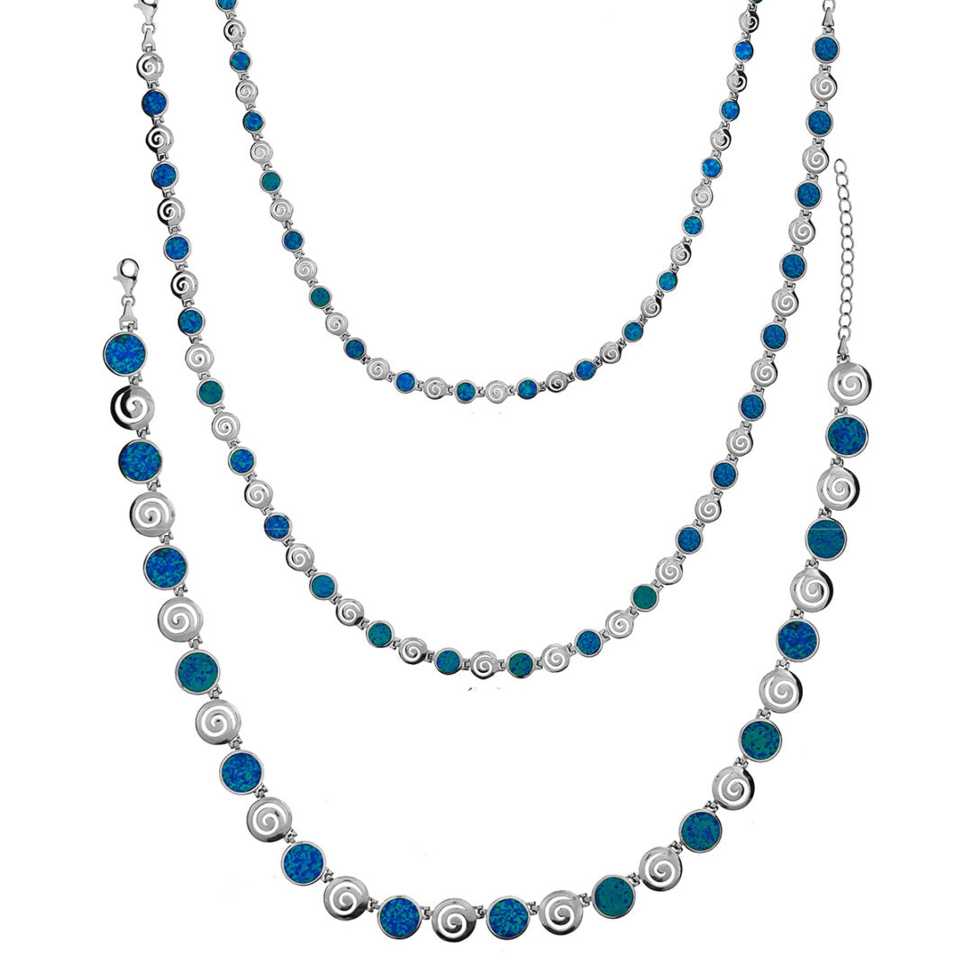 Spiral Necklace - Blue Opal Sterling Silver
