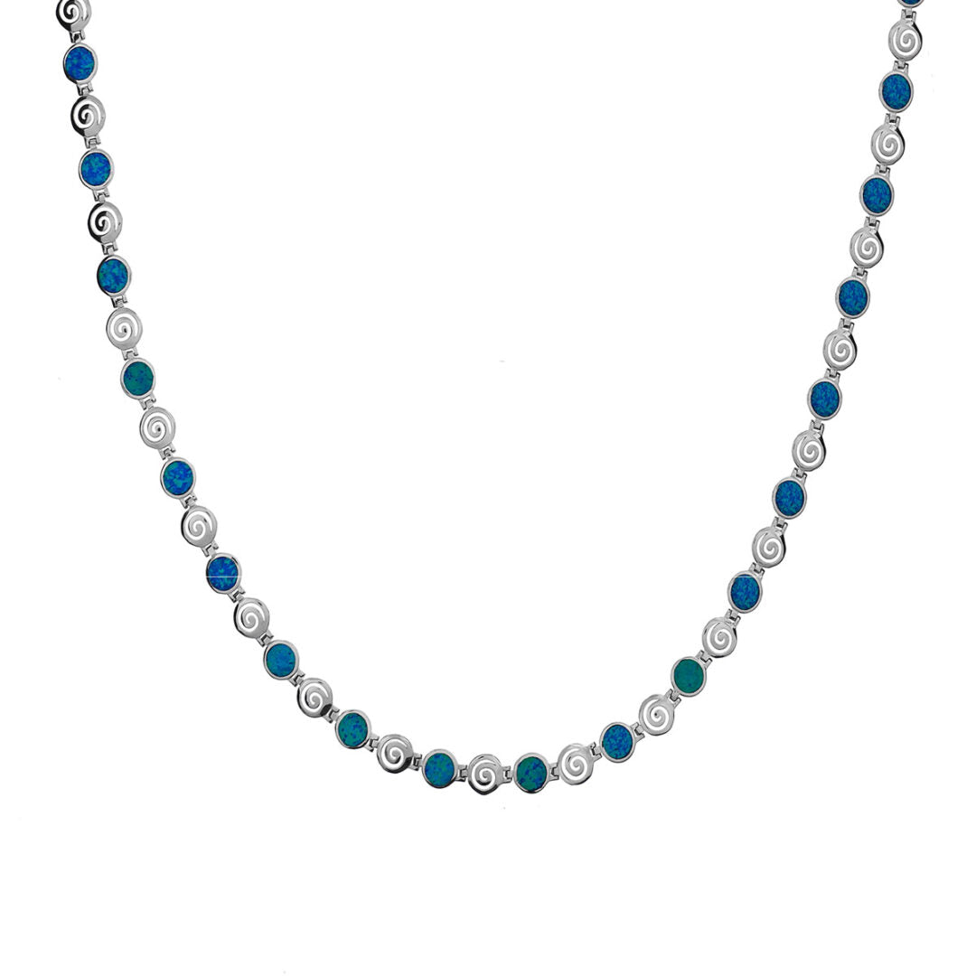 Spiral Necklace - Blue Opal Sterling Silver