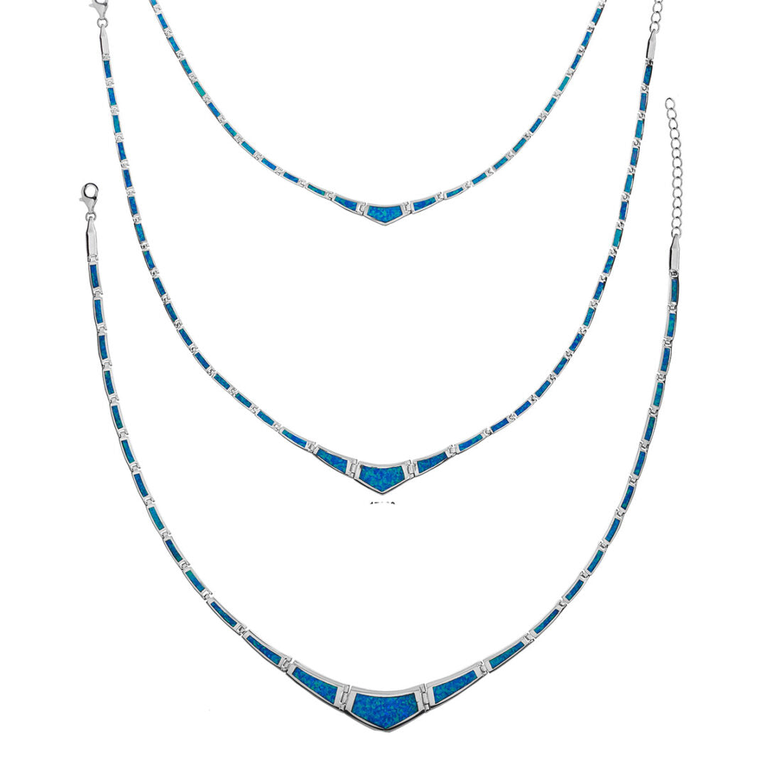 Blue Opal Necklace - Sterling Silver