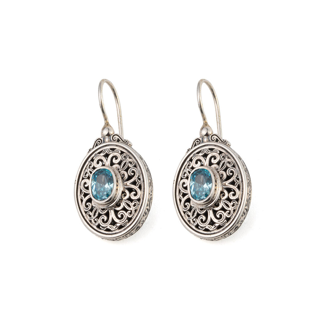 Gerochristo - Mediterranean Oval Earrings with Gemstones