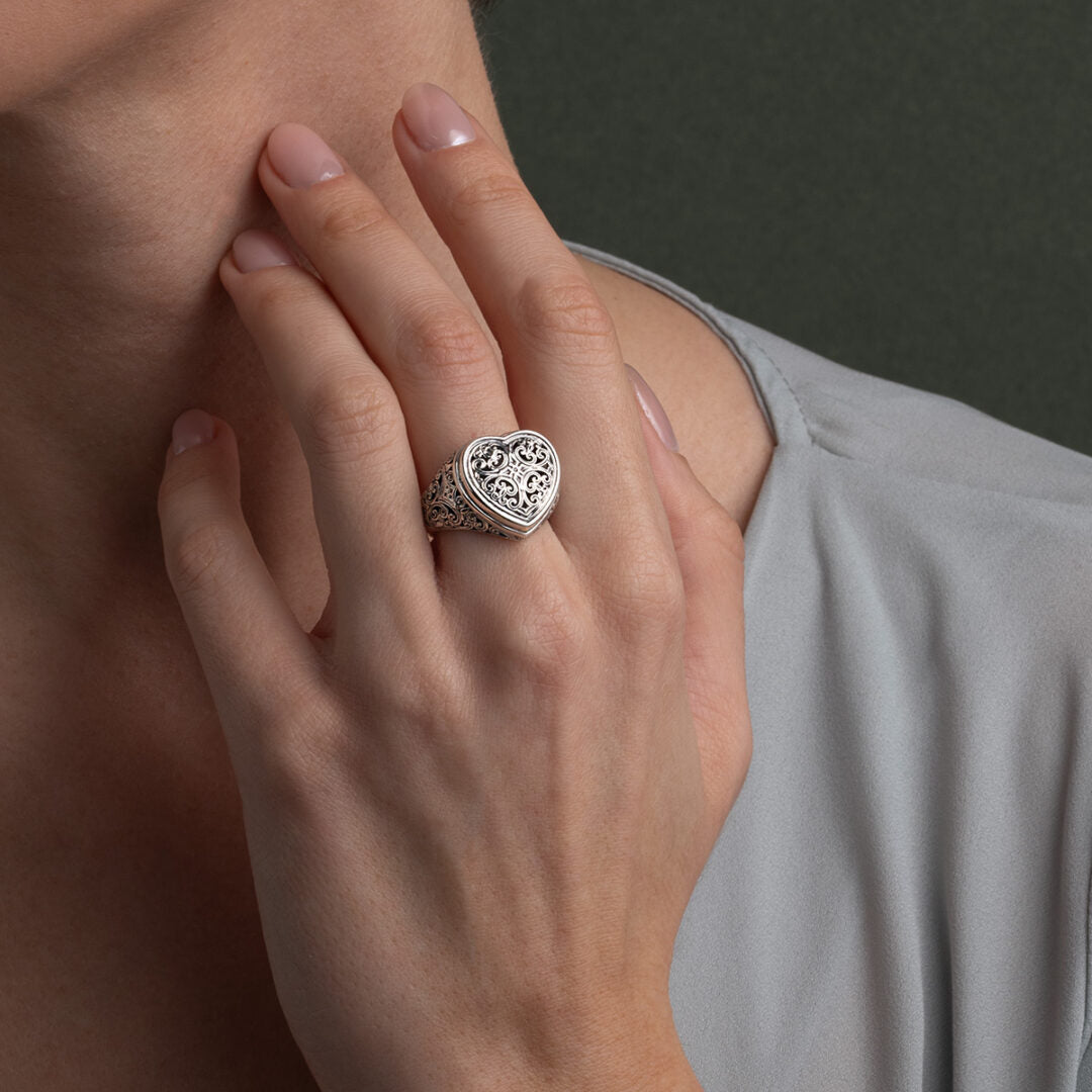 Gerochristo - Mediterranean Heart Ring in Sterling Silver