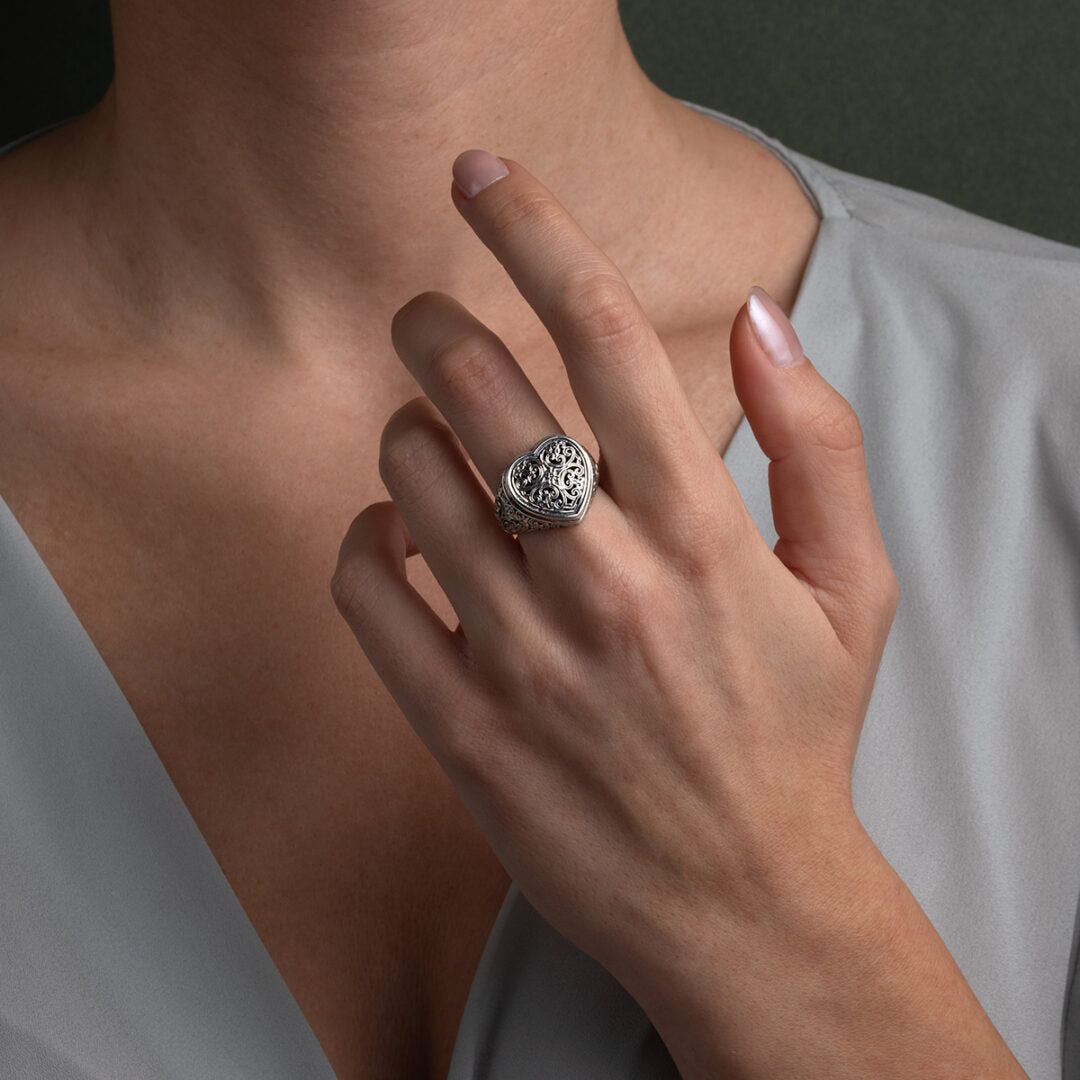 Gerochristo - Mediterranean Heart Ring in Sterling Silver