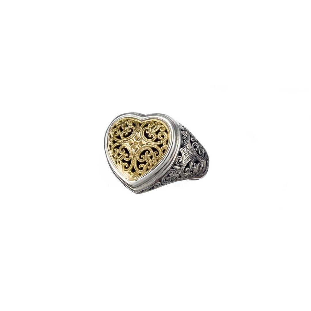 Mediterranean heart Ring in 18K Gold and Sterling Silver