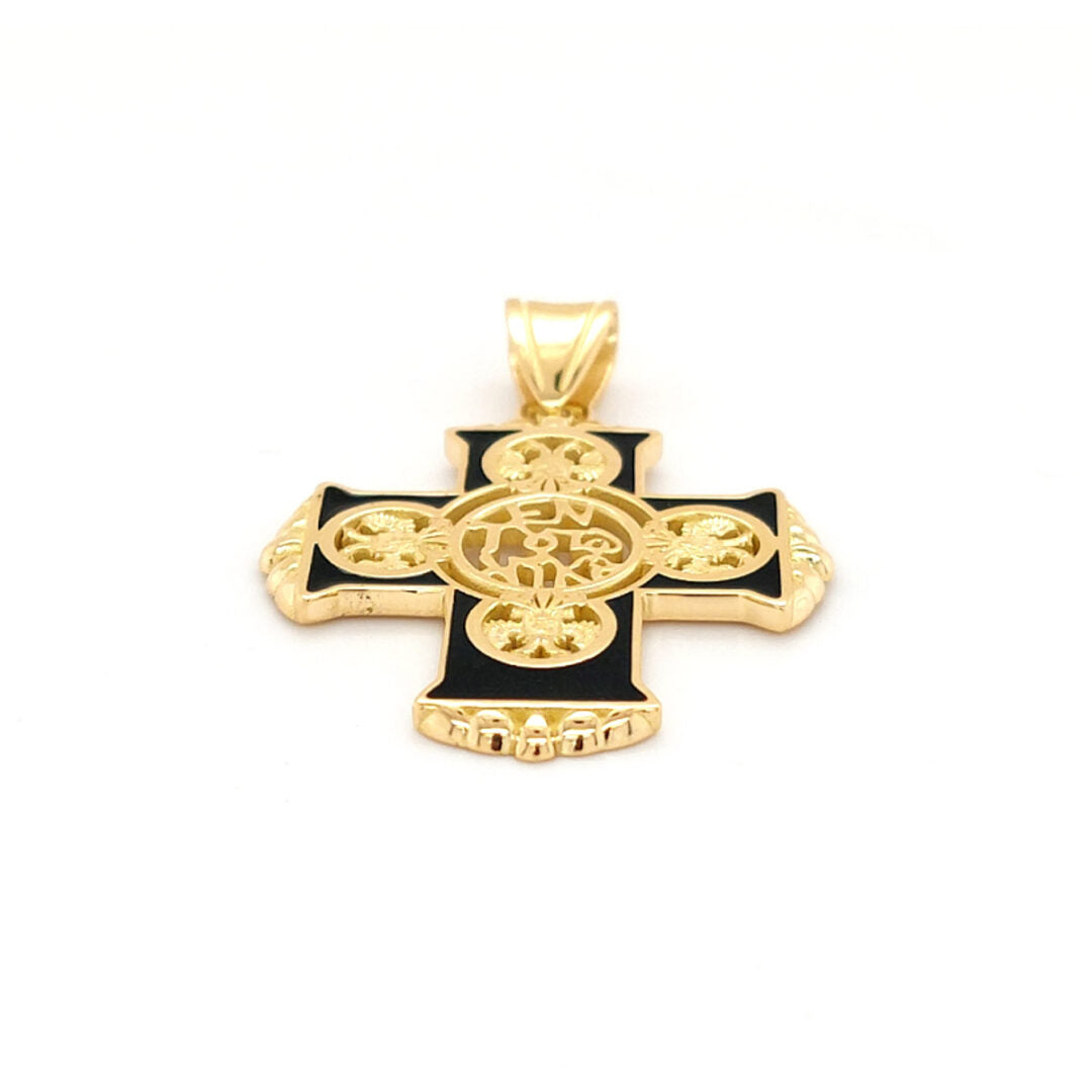 En Touto Nika Cross – 18K Solid Gold with Turquoise Enamel — Turquoise