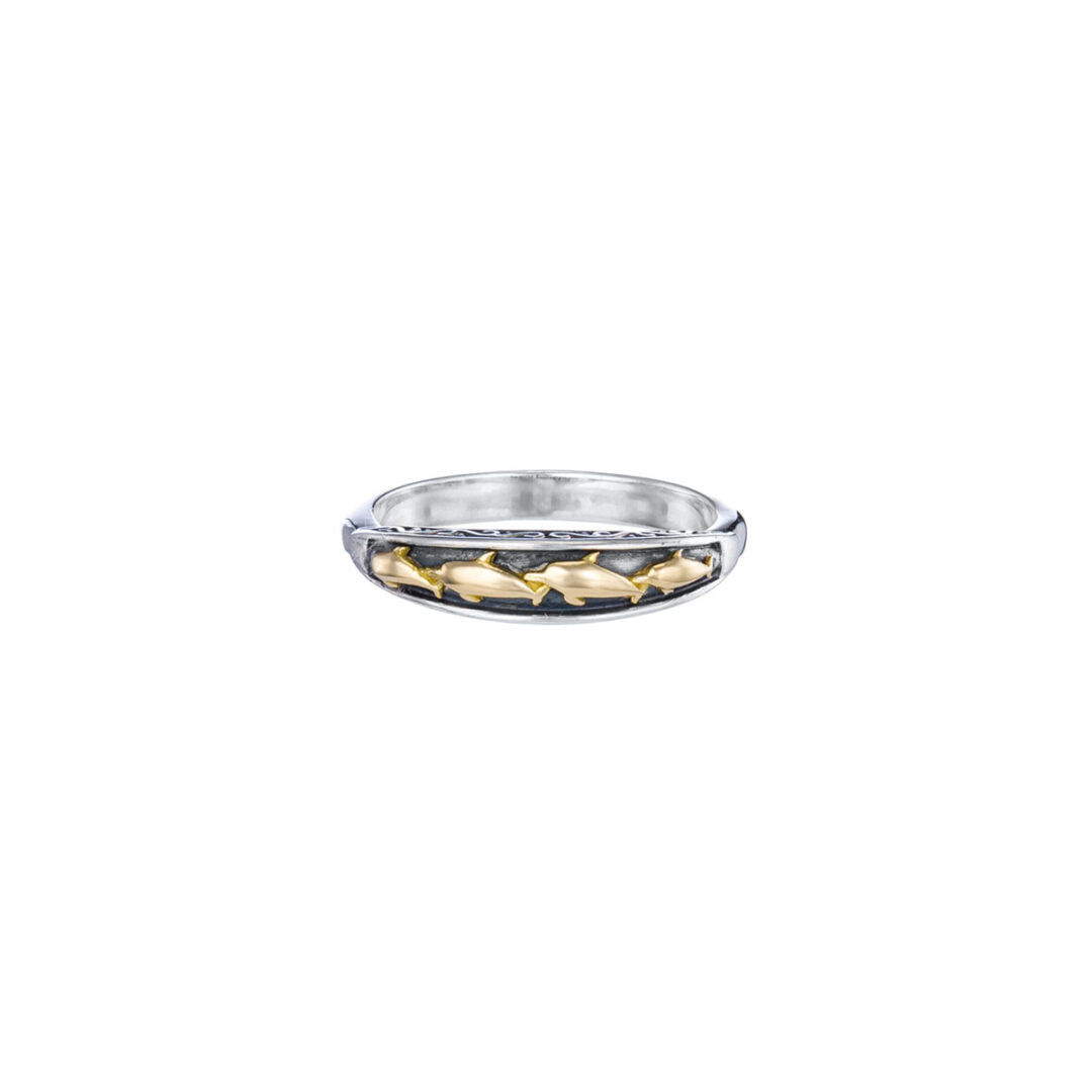 Gerochristo - Dolphins ring in 18K Gold and Sterling Silver