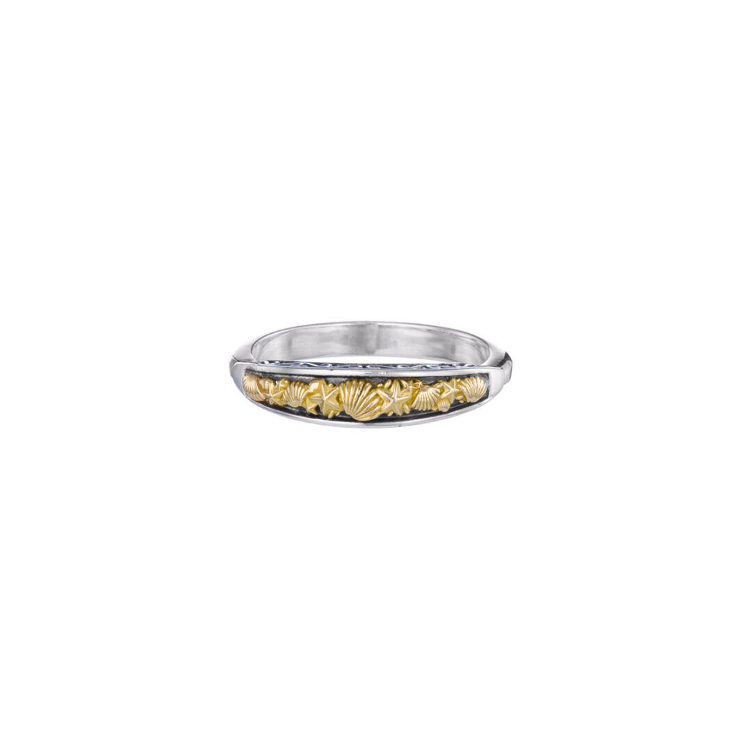 Gerochristo - Shells and starfish ring in 18K Gold and Sterling Silver