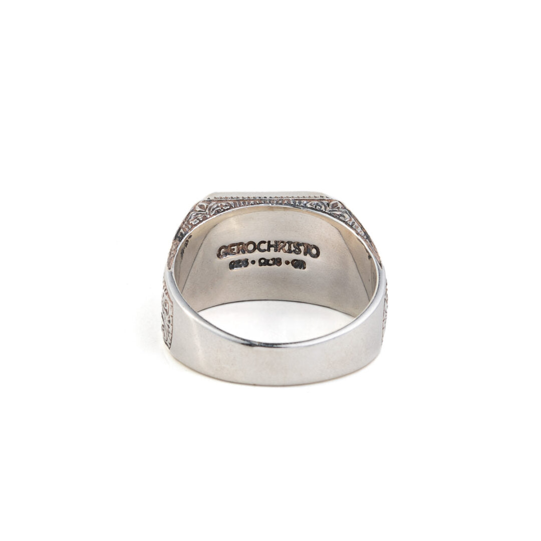 Gerochristo - Classic men ring in Sterling Silver with Carnelian