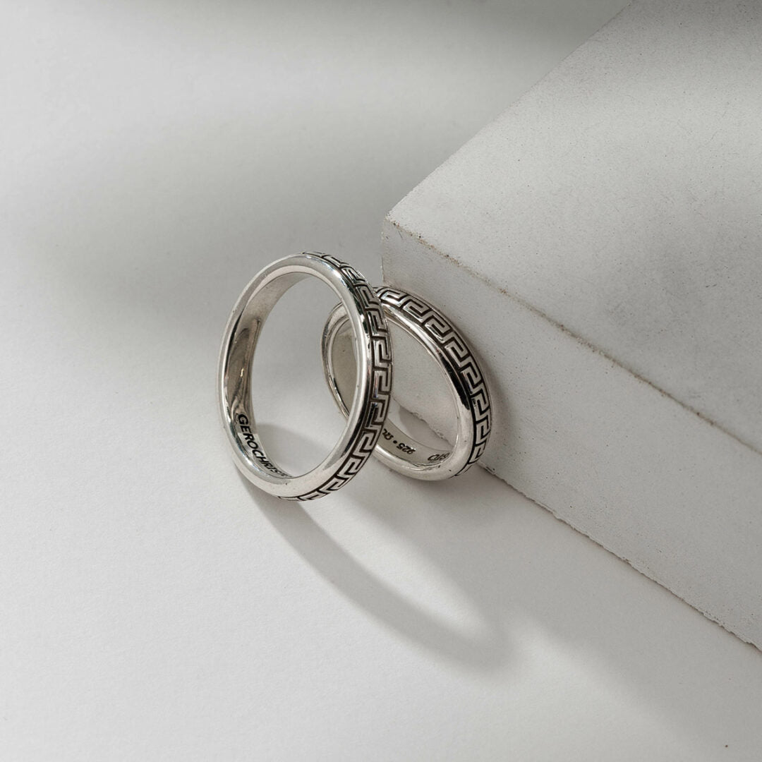 Gerochristo - Meander band ring in Sterling Silver