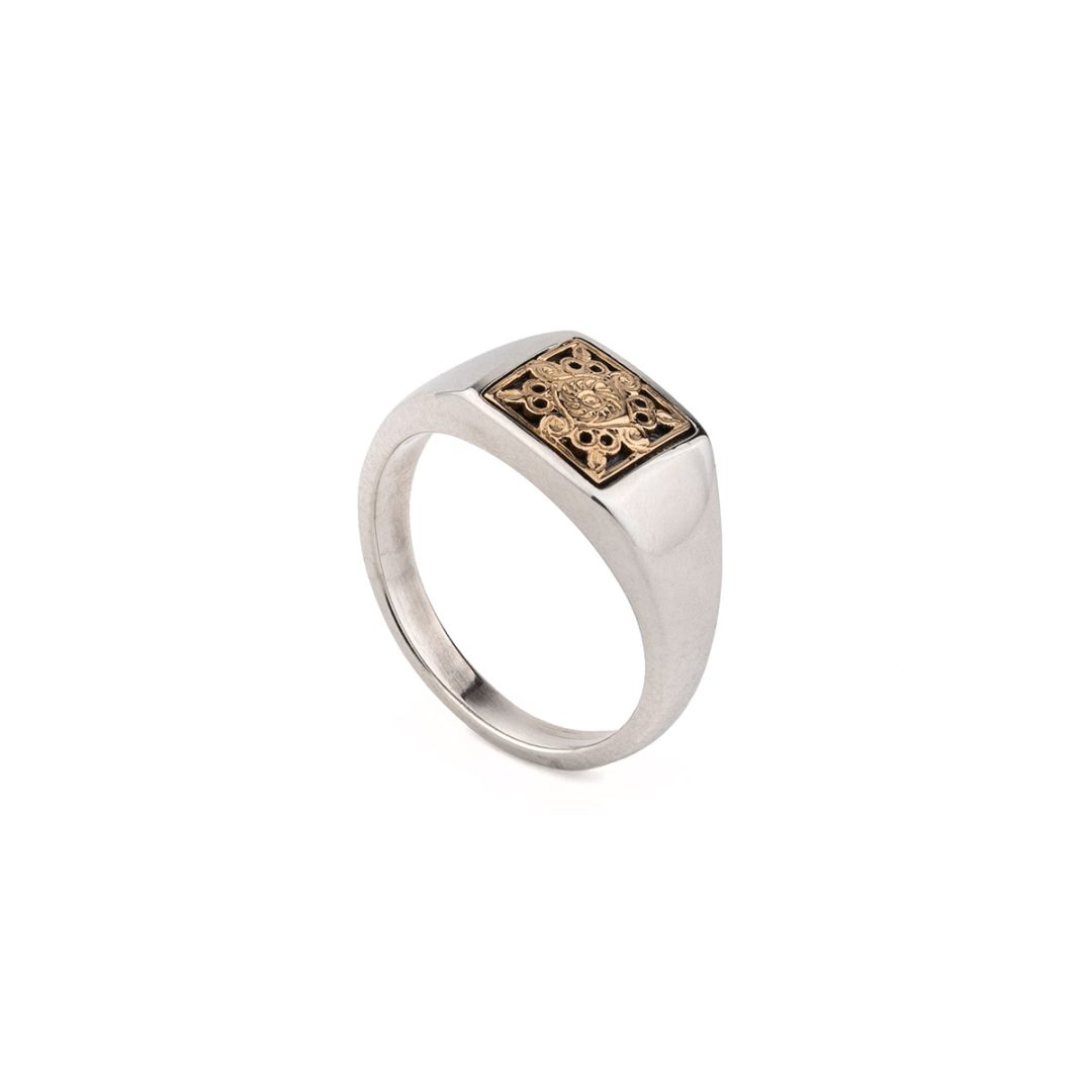 Gerochristo - Monastiraki men Ring in 18K Gold and Sterling Silver