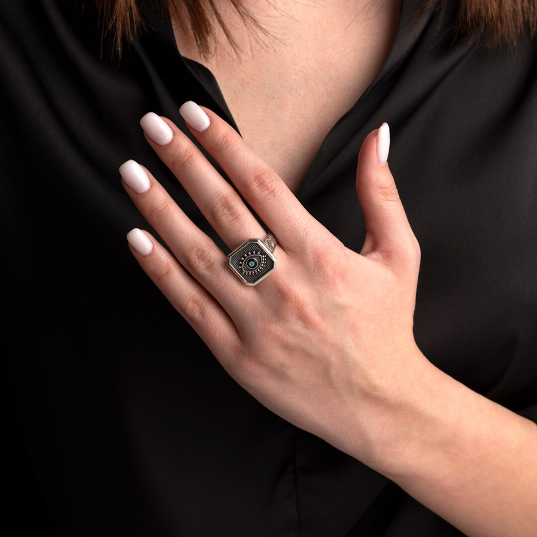 Gerochristo - Evil Eye Ring in Sterling Silver