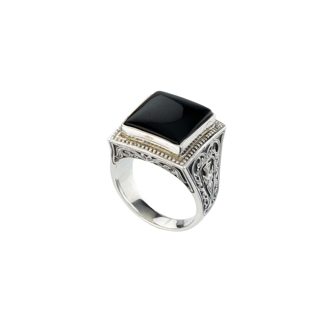 Gerochristo - Classic ring in Sterling Silver with onyx stone