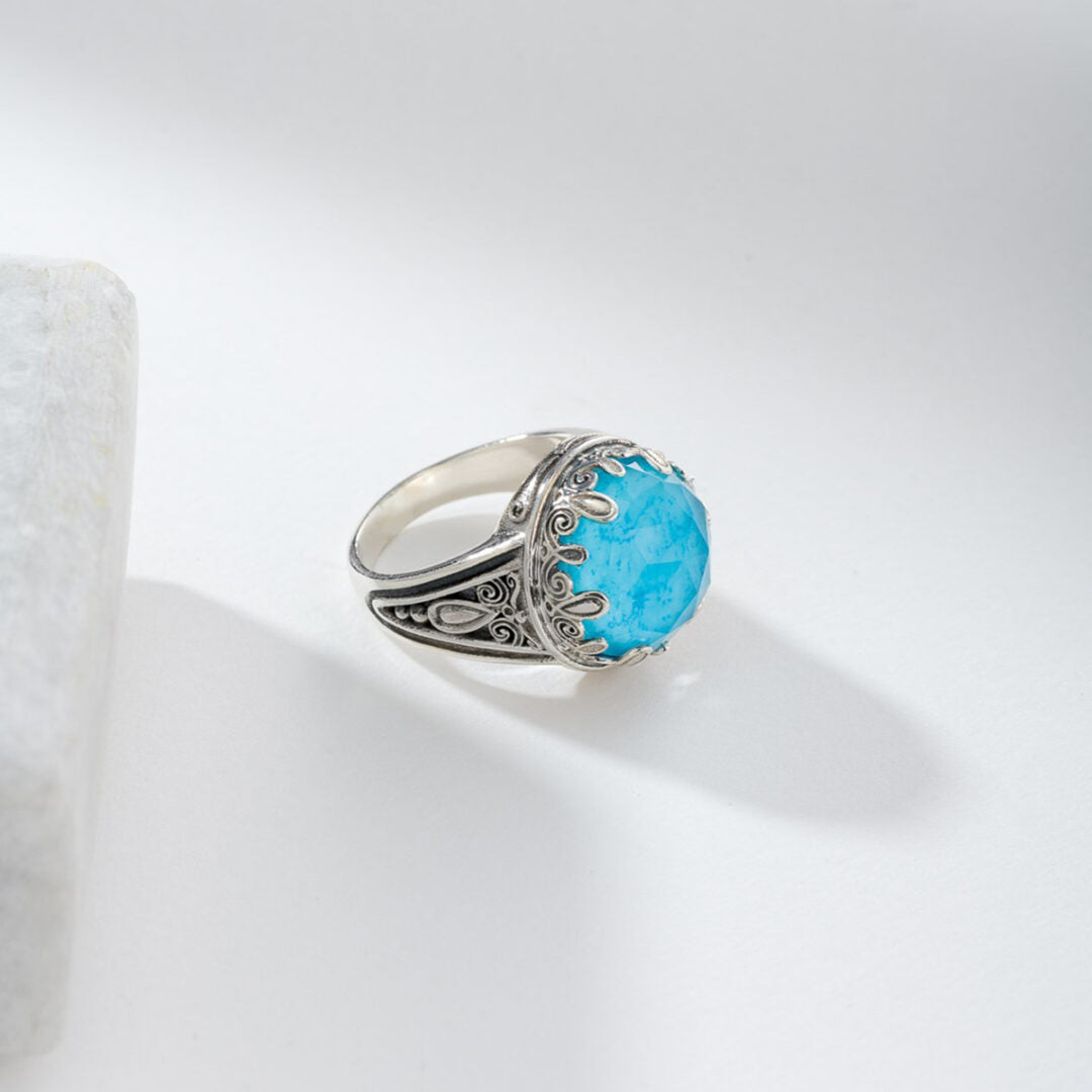 Gerochristo - Aegean Colors Ring in Sterling Silver with Doublet Gemstone