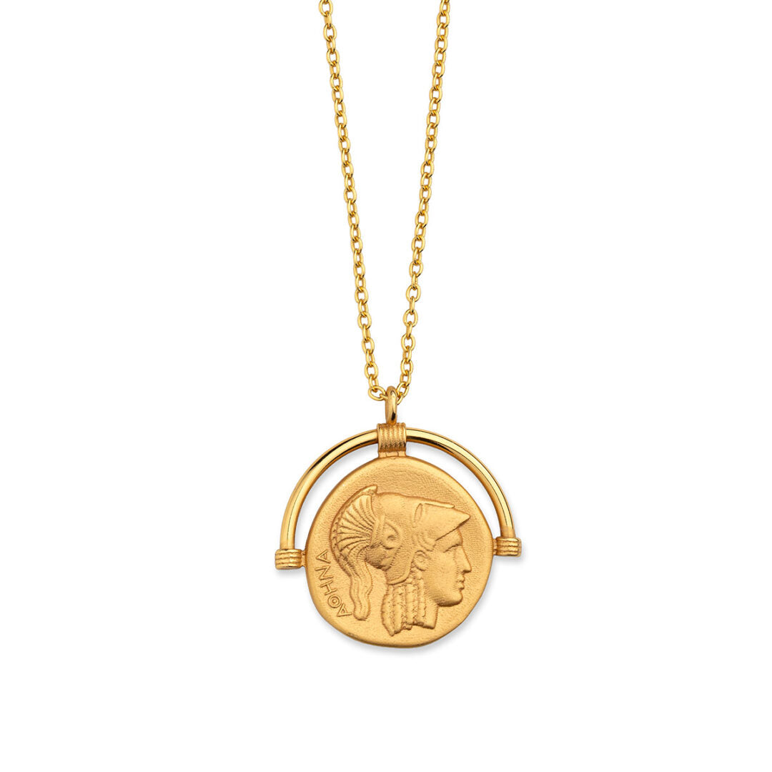 Sterling Silver Necklace with Athena Goddess and Owl Pendant