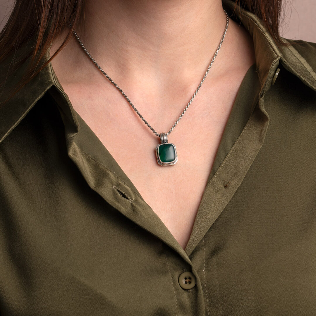 Gerochristo - Classic Pendant in Sterling Silver with Semi precious Stone