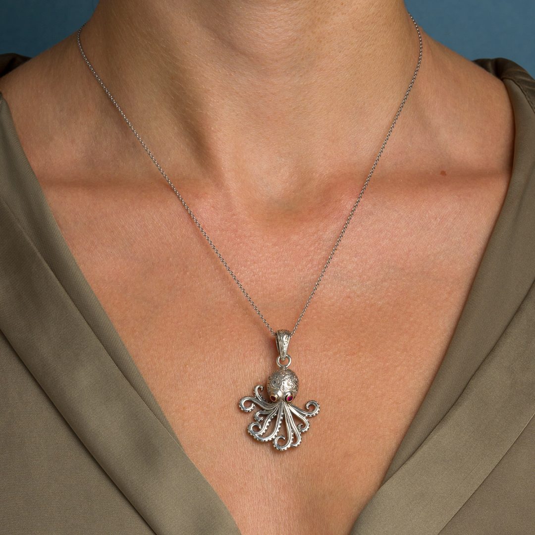Gerochristo - Octopus Pendant in 18K Gold and Sterling Silver