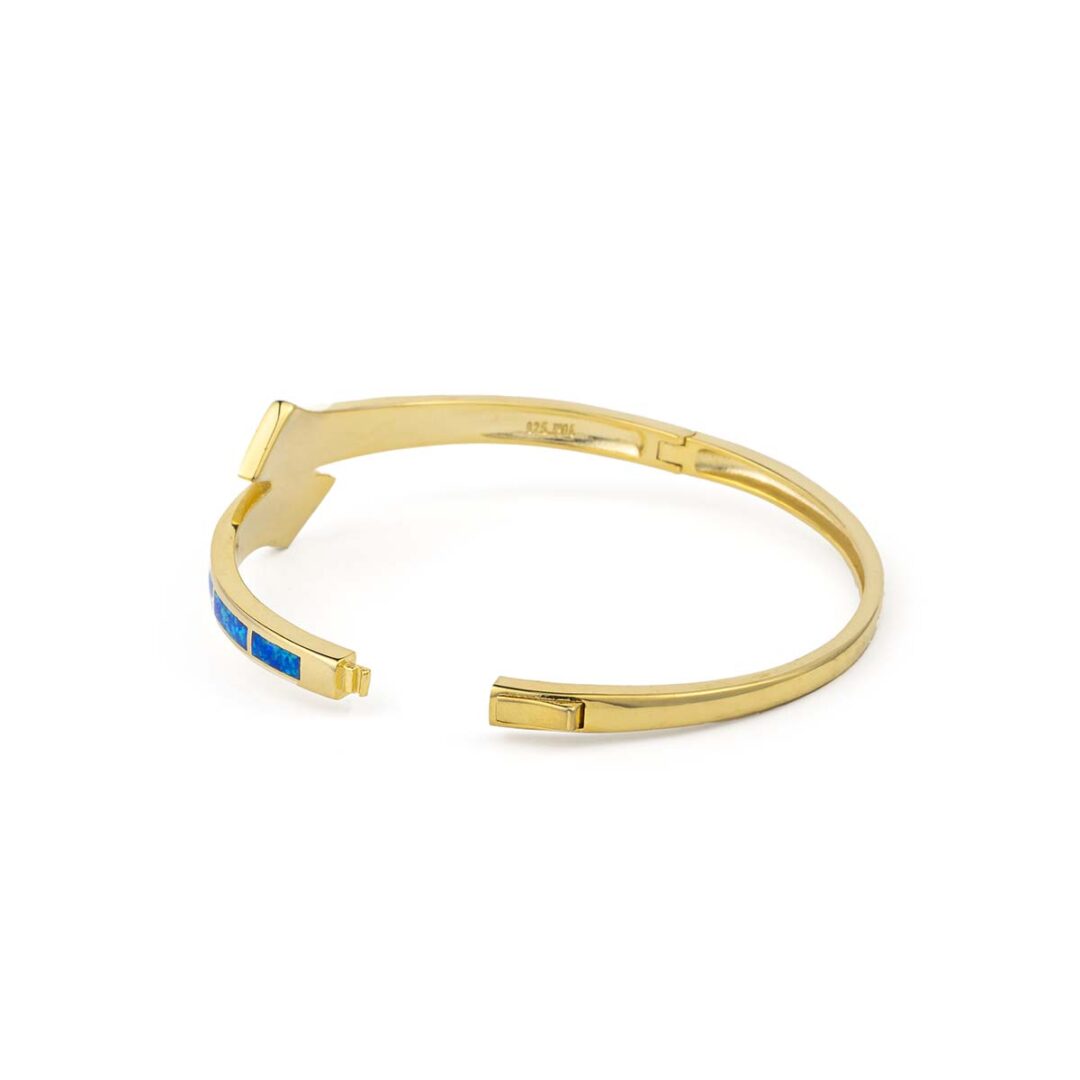 Blue Opal Cuff Bracelet - 925 Sterling Silver