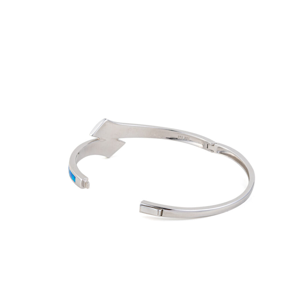 Blue Opal Cuff Bracelet - 925 Sterling Silver