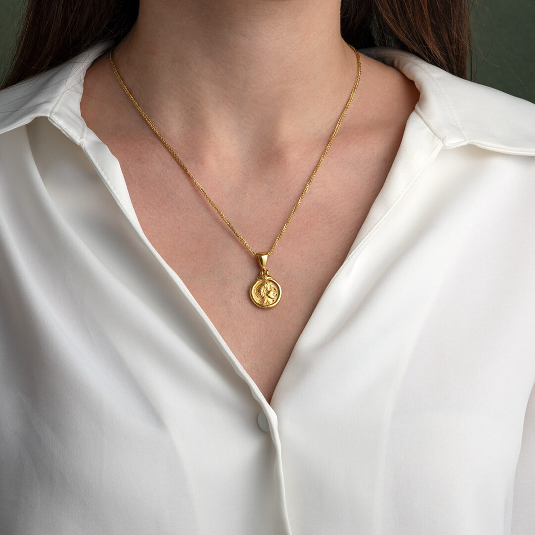 Goddess Athena and Wise Owl Pendant - Sterling Silver and Gold Plated
