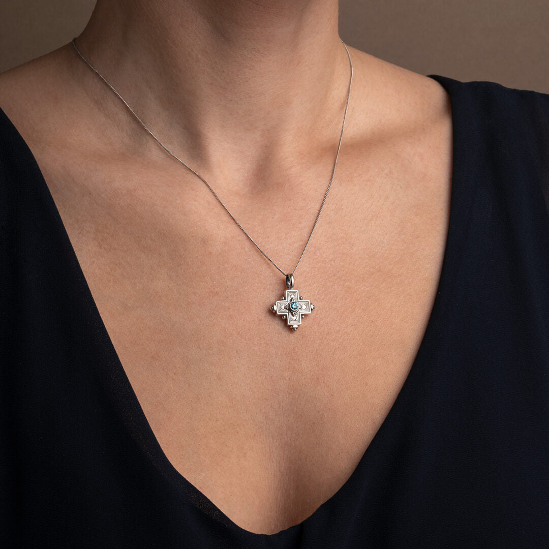 Gerochristo – Cross in 925 Sterling Silver with Zircon