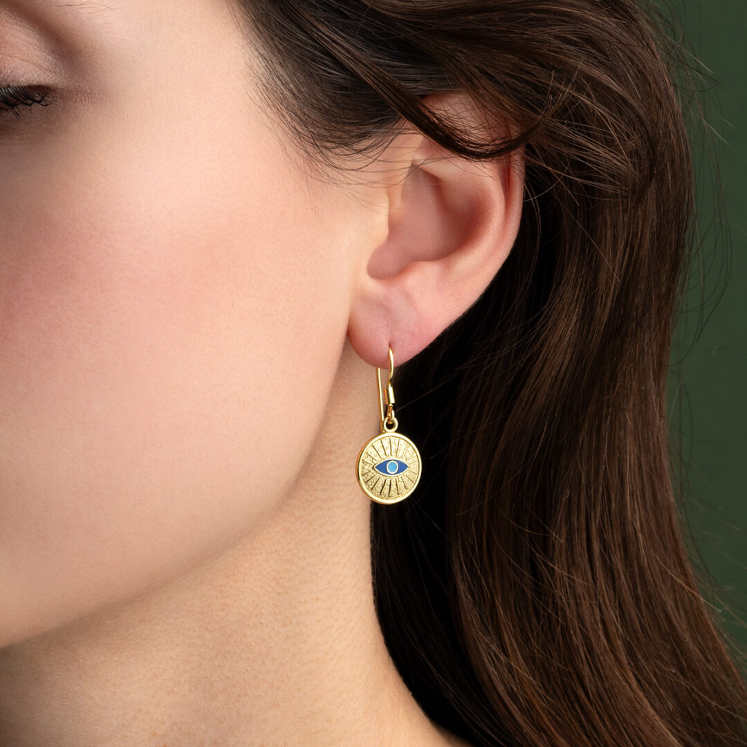 Sterling Silver Hoop Earrings with Eyes