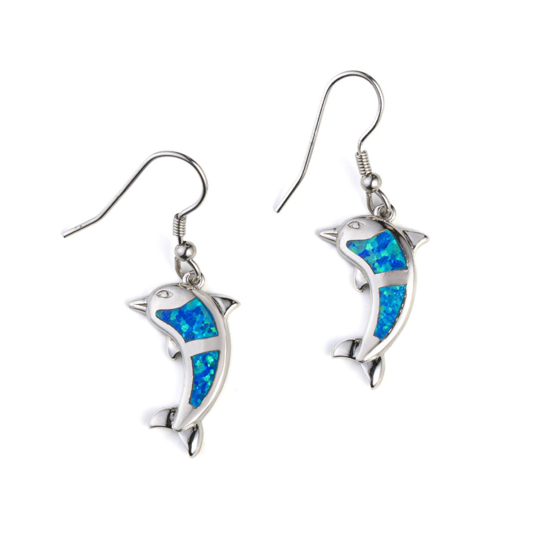 Dolphin Opal Earrings - 925 Sterling Silver