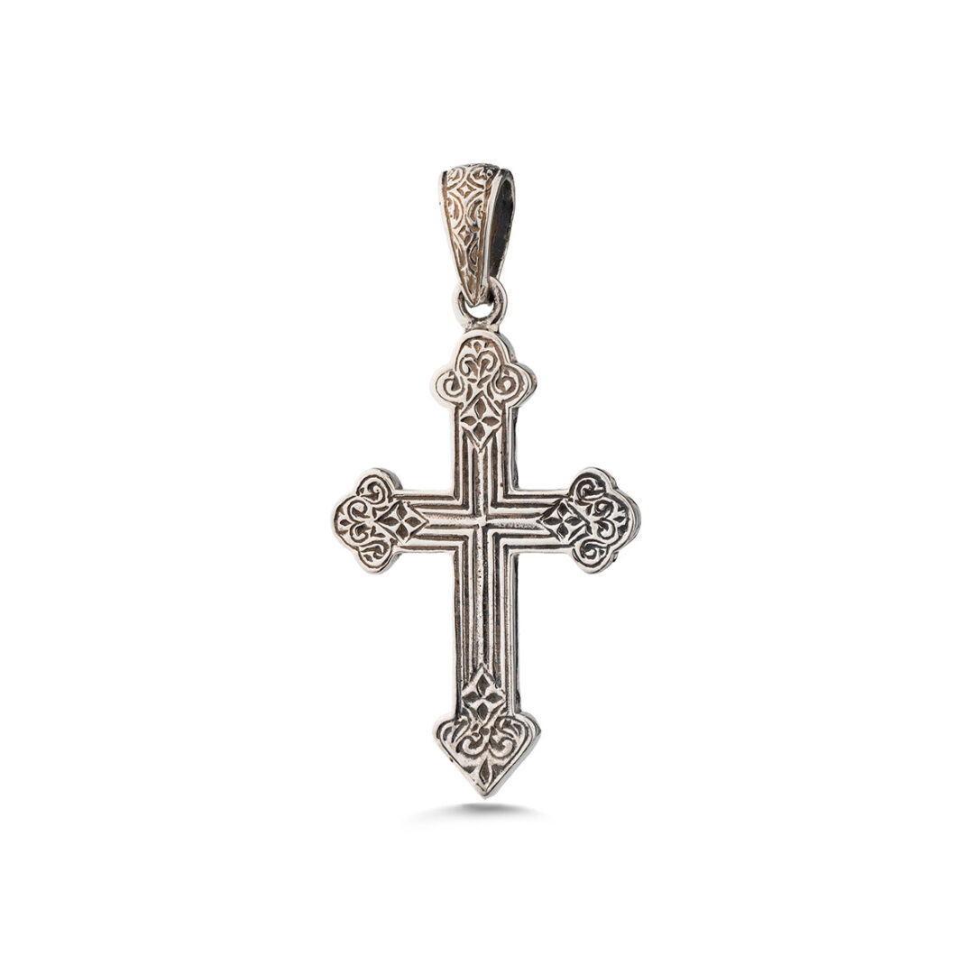 Gerochristo - Byzantine Cross Pendant in Sterling Silver