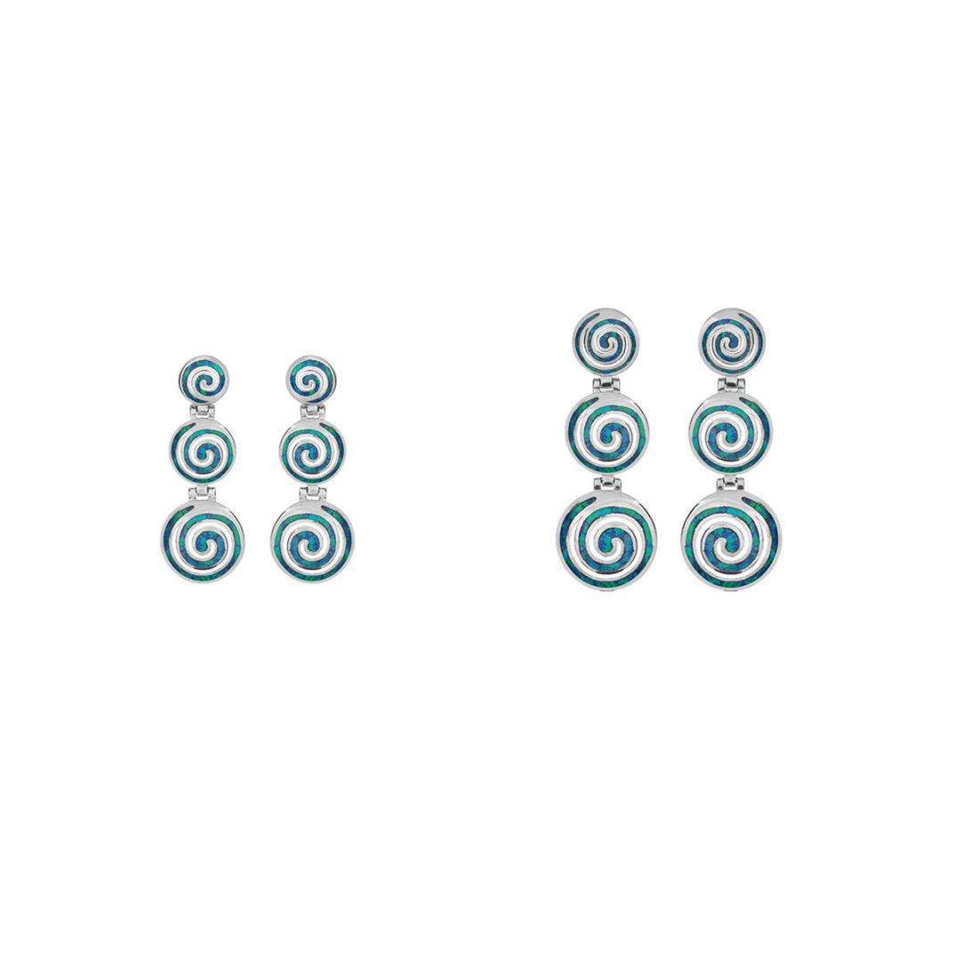 Opal spiral silver stud earrings