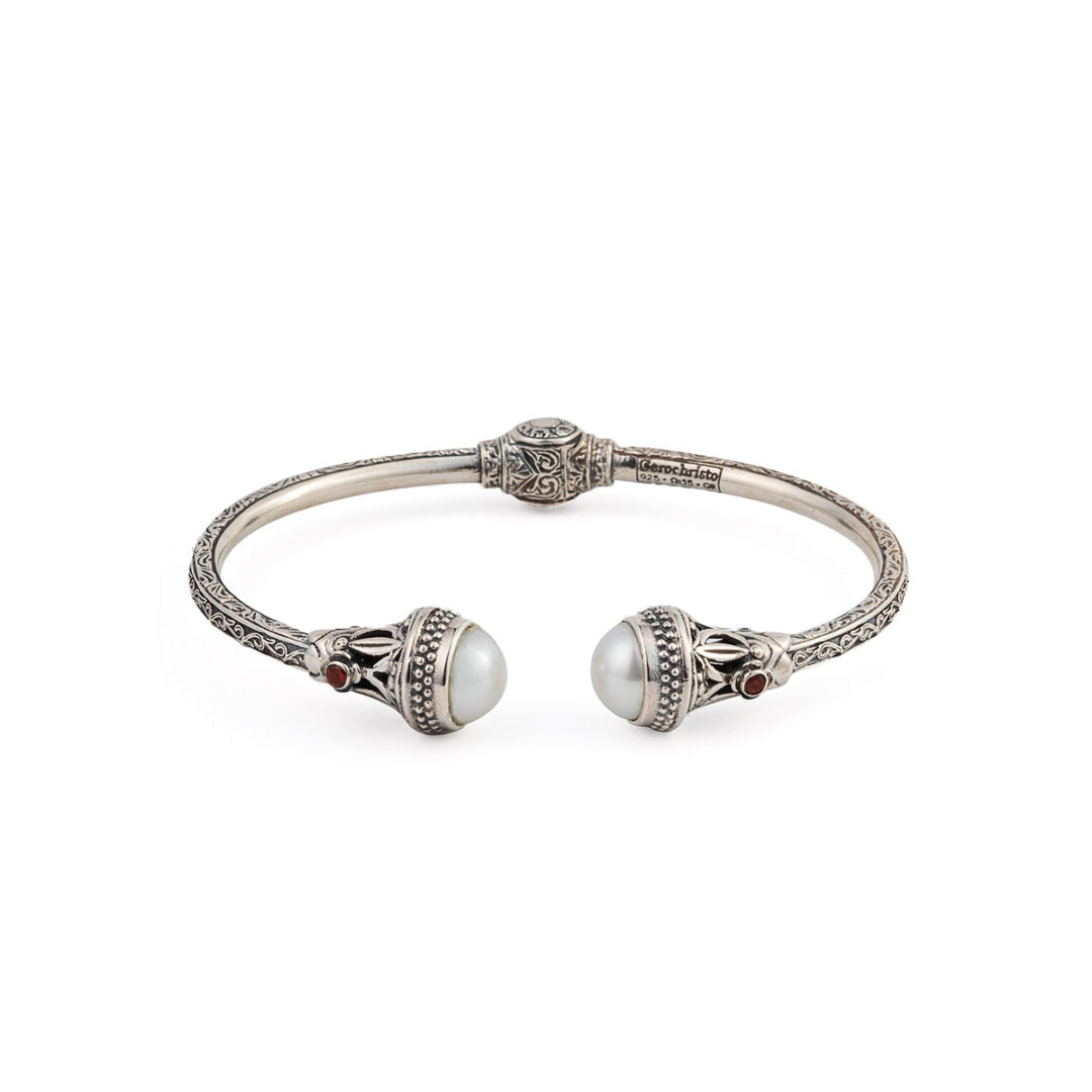 Gerochristo - Santorini Bracelet in Sterling Silver with Freshwater pearls