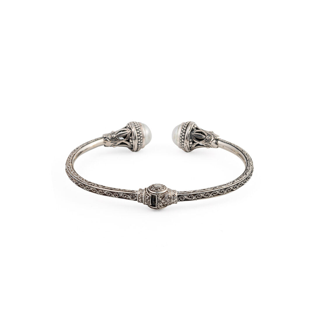 Gerochristo - Santorini Bracelet in Sterling Silver with Freshwater pearls
