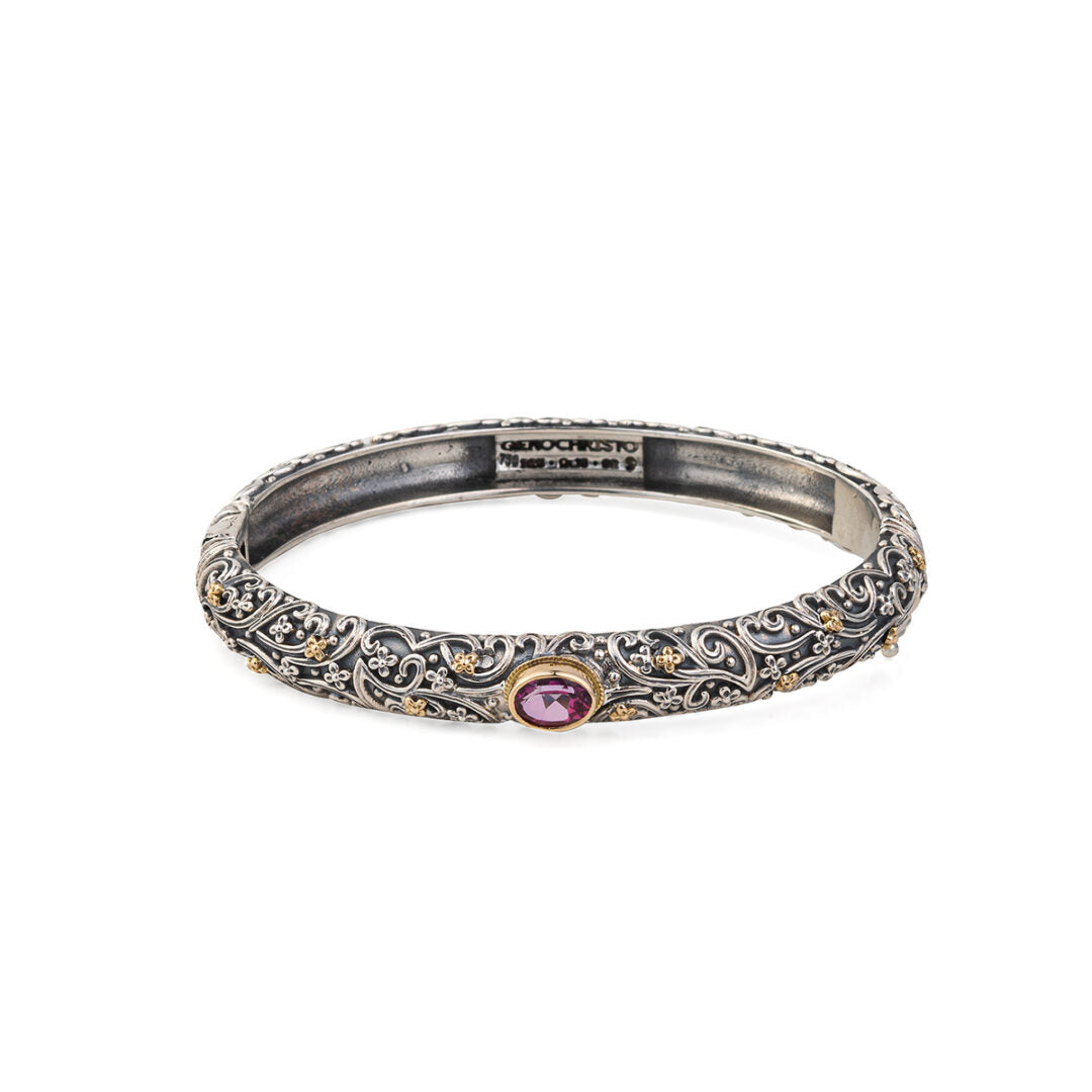 Gerochristo - Eve bracelet in 18K Gold and Sterling Silver with Pink Topaz