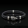 Lucky Eye Leather Bracelet – 925 Sterling Silver — Black