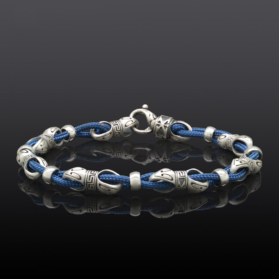 Meander Cord Bracelet – 925 Sterling Silver — Blue