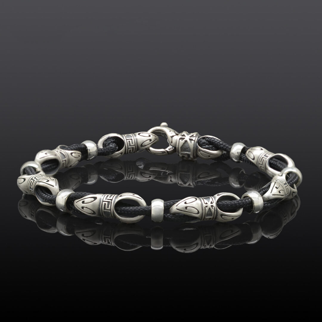 Meander Cord Bracelet – 925 Sterling Silver — Black
