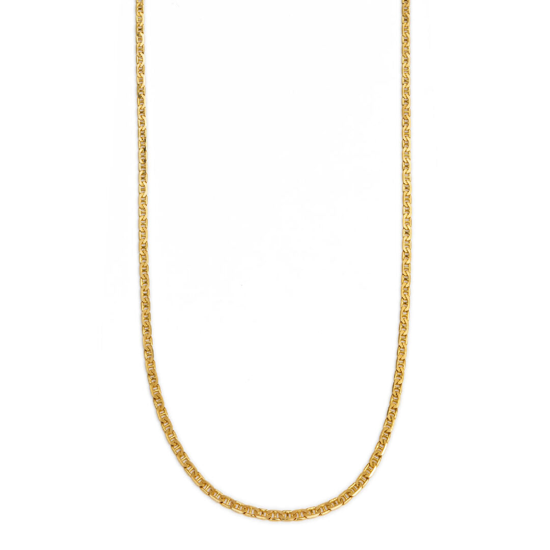 14K Gold Flat Mariner Chain 55 cm