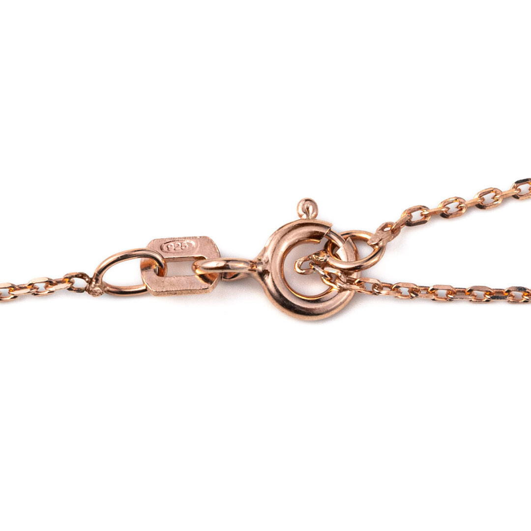 Turquoise Enamel Eye Necklace with Cross - Sterling Silver and Rose Gold Plated