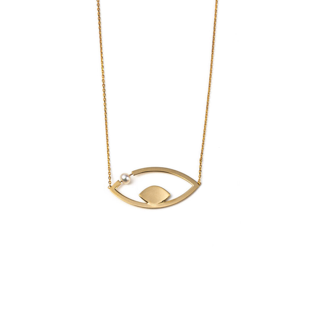Evil Eye Necklace 14K Yellow Gold with Enamel