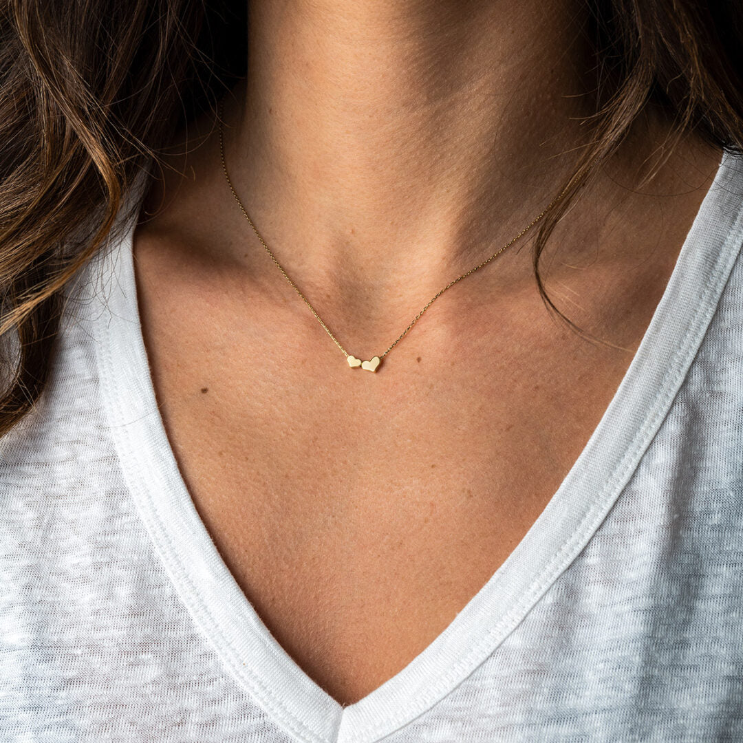 Hearts Necklace - 14K Yellow Gold