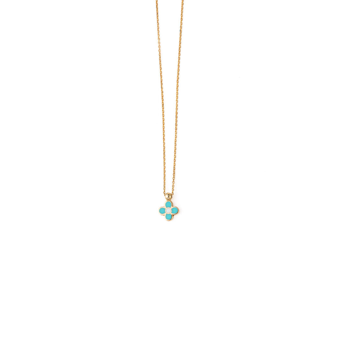 Cross Necklace with Enamel – 14K Gold