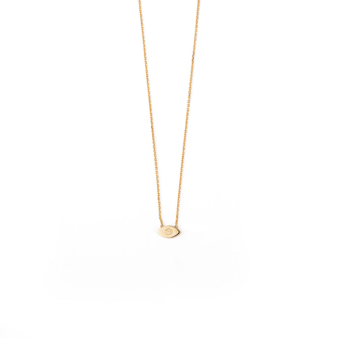 Evil Eye Necklace – 14K Yellow Gold with Blue Enamel — Blue