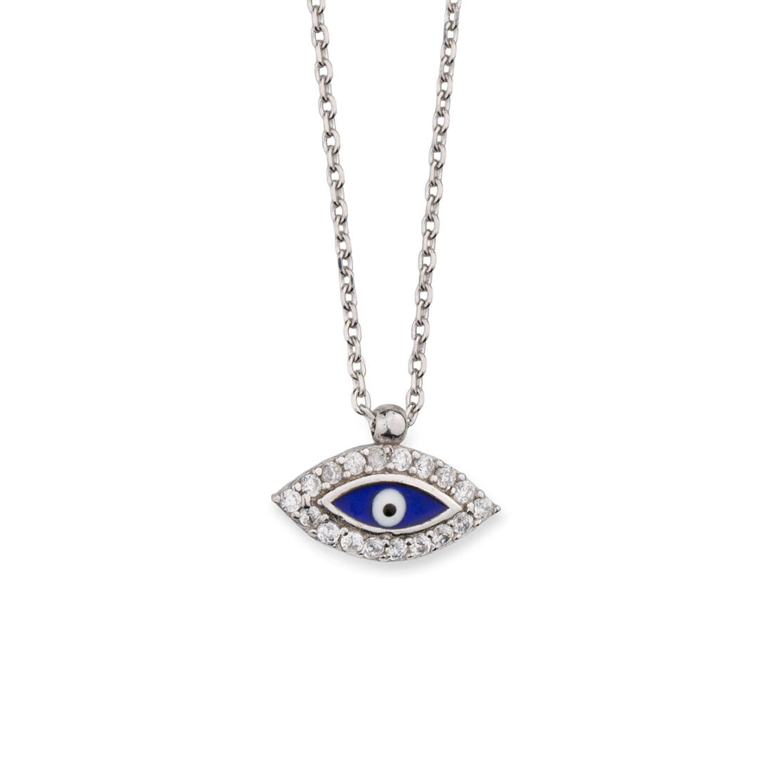 Evil Eye Necklace with Zircon - Sterling Silver